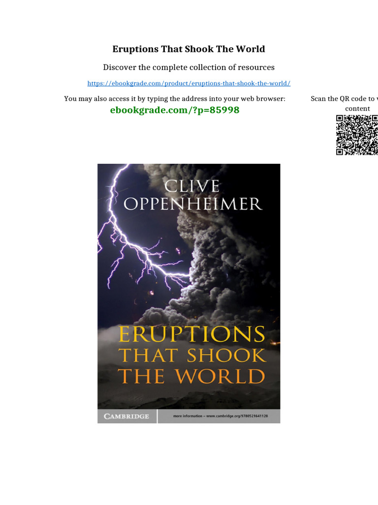 Eruptions That Shook the World Ready to Read PDF