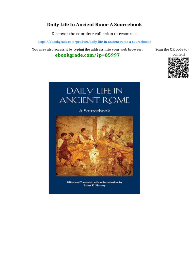Daily Life in Ancient Rome A Sourcebook full chapters instanly | PDF ...