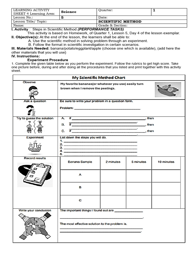 Q1-PETA-LAS-SCIENTIFIC-METHOD (1) | PDF | Scientific Method | Hypothesis