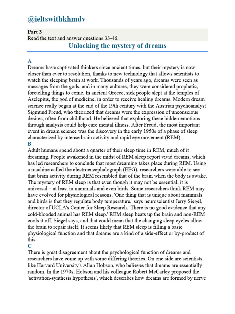 Unlocking The Mystery of Dreams | PDF | Dream | Rapid Eye Movement Sleep