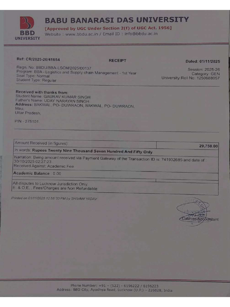 Bbdu Bba-Lscm 2025 00137 | PDF