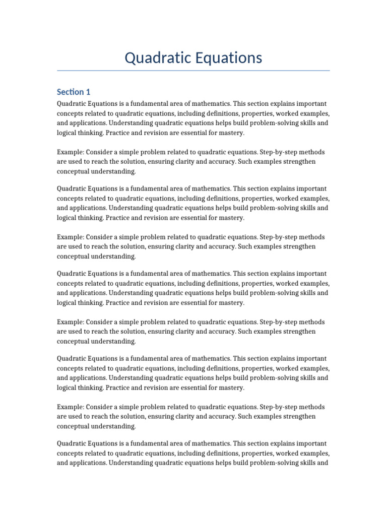 Quadratic Equations | PDF | Mathematics | Critical Thinking