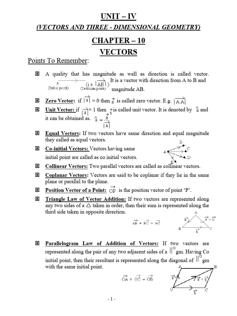 Maths XII Vectors and 3-D | PDF | Euclidean Vector | Line (Geometry)