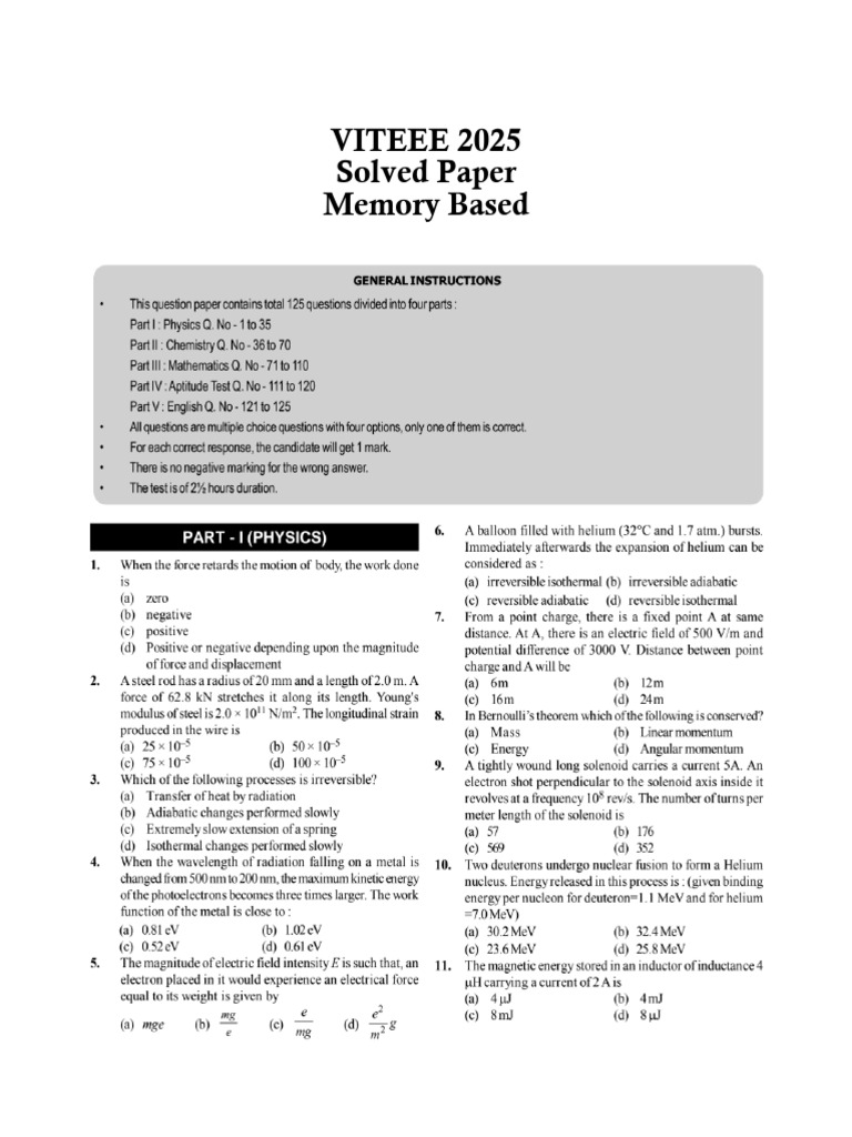 VITEEE | PDF