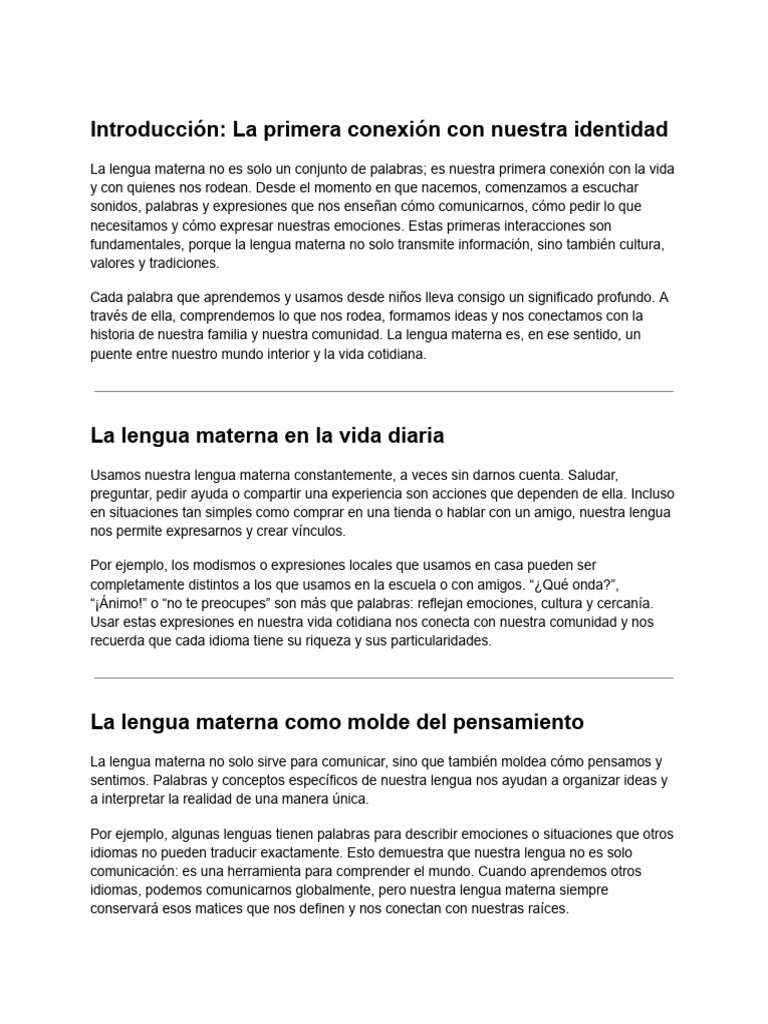 La lengua materna que significa | PDF | Primer idioma | Aprendizaje
