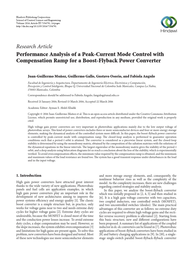 Performance Analysis of A Peak-Current Mode Control With Compensation ...