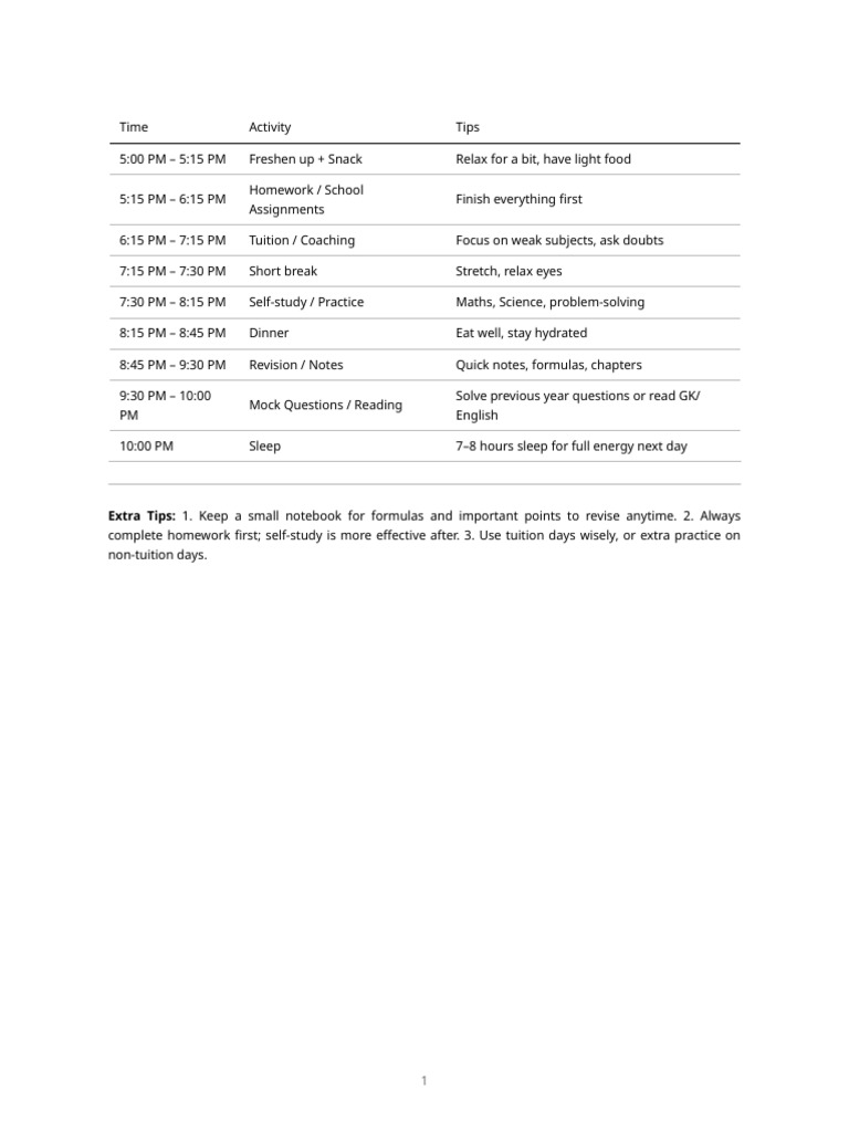 100 Percent Study Timetable | PDF