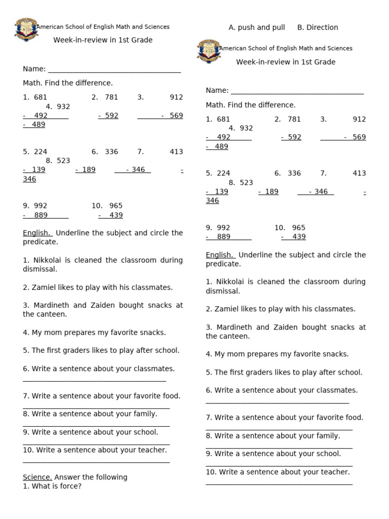 American School of English Math and Science2 | PDF | Acceleration | Force