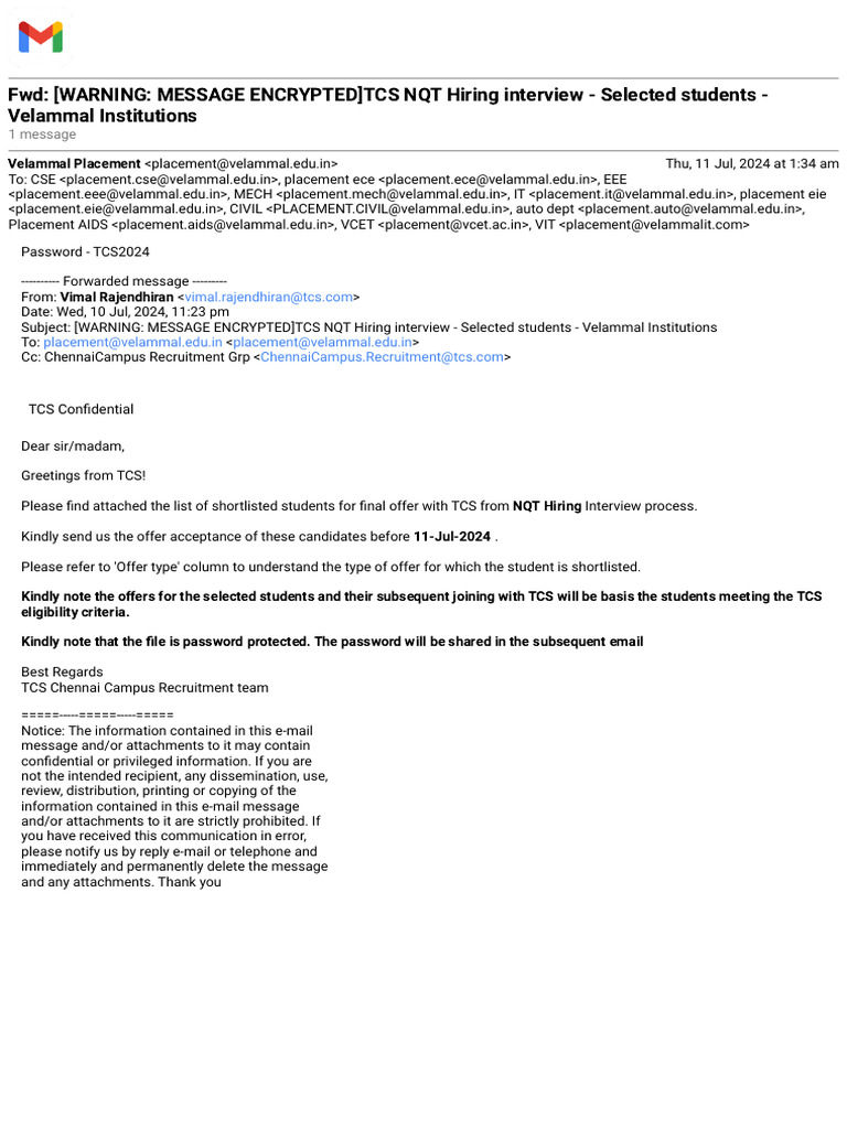 Gmail - FWD - (WARNING - MESSAGE ENCRYPTED) TCS NQT Hiring Interview ...