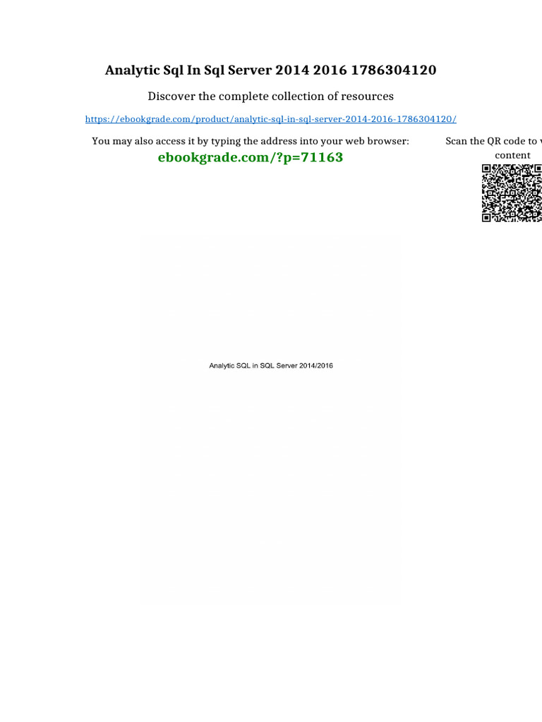 Analytic SQL in SQL Server 2014 2016 1786304120 updated 2025 | PDF ...