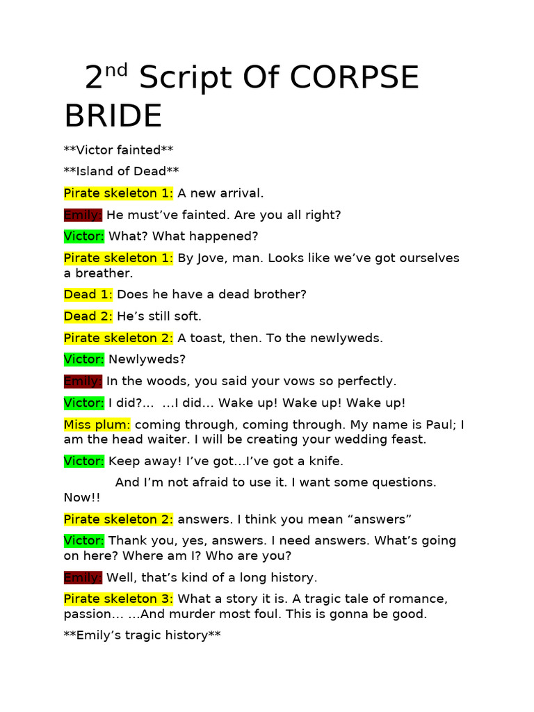 2nd Script of Corpse Bride | PDF