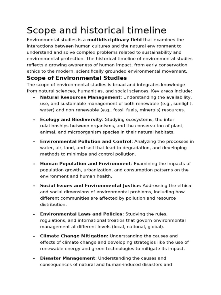 Scope and Historical Timeline | PDF | Sustainability | Conservation Biology