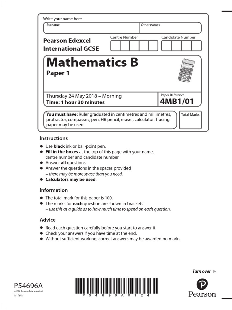 Mathematics B Thursday 24 May 2018 | PDF | Area | Circle