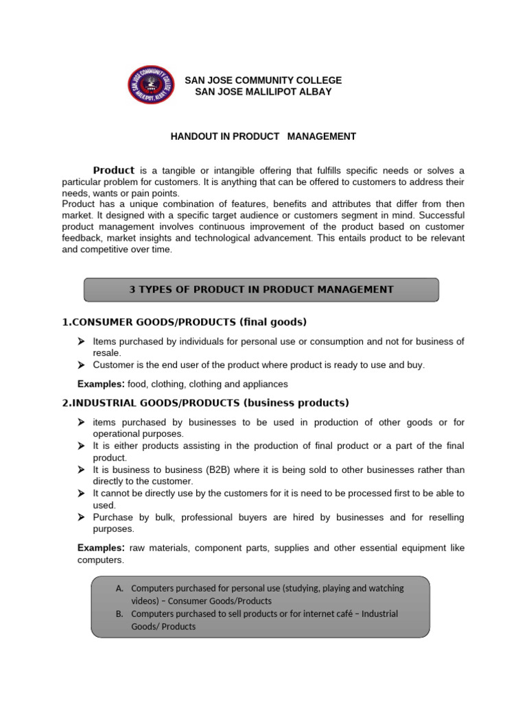 Product Management Handout 2 | PDF | Product (Business) | Goods