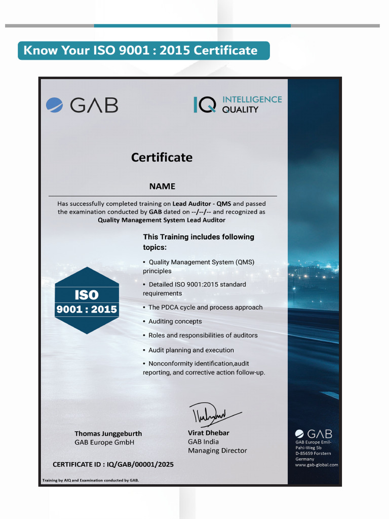 Sample Certificate ISO 9001 2015 | PDF