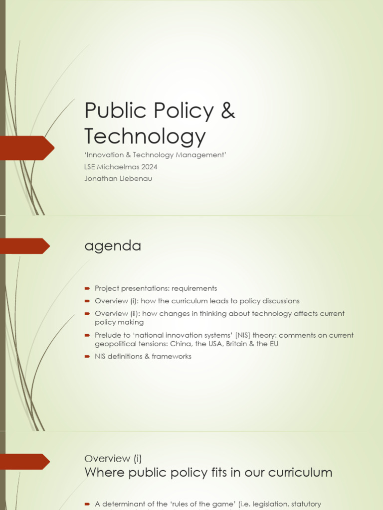 Lecture 9 Public Policy-2025 | PDF | Innovation | Policy