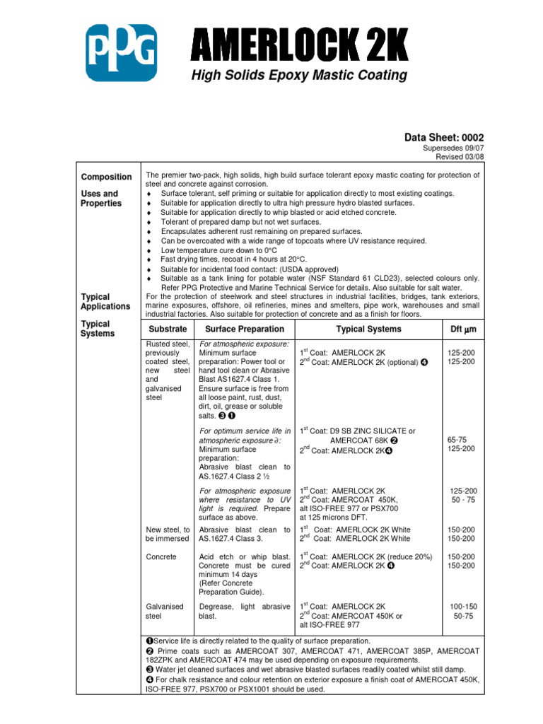 0002 Amerlock 2K PDS March 08 | PDF | Epoxy | Concrete