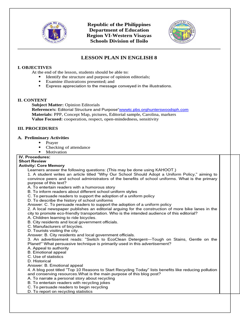 Lesson Plan For Demo Teaching (Ranking) | PDF | Lesson Plan | Human ...
