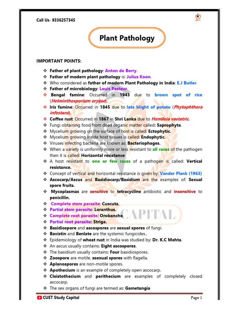 Plant Pathology 1 | PDF | Fungus | Spore