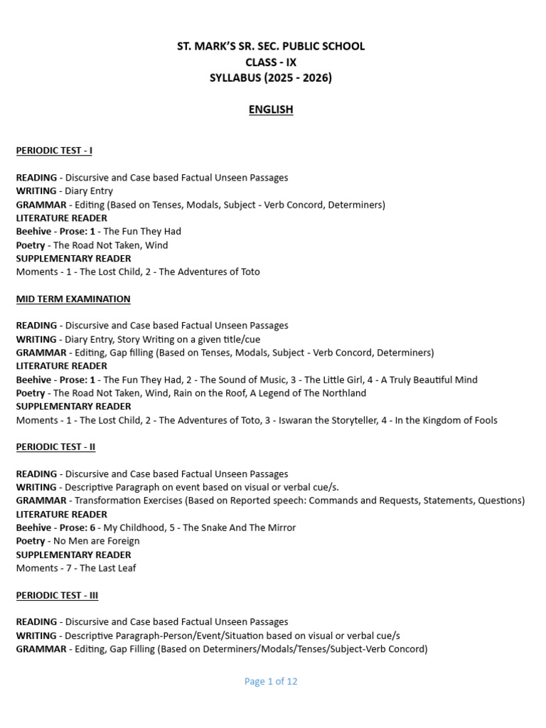 Class 9 Syllabus 2025 26 Full Syllabus | PDF | Python (Programming ...
