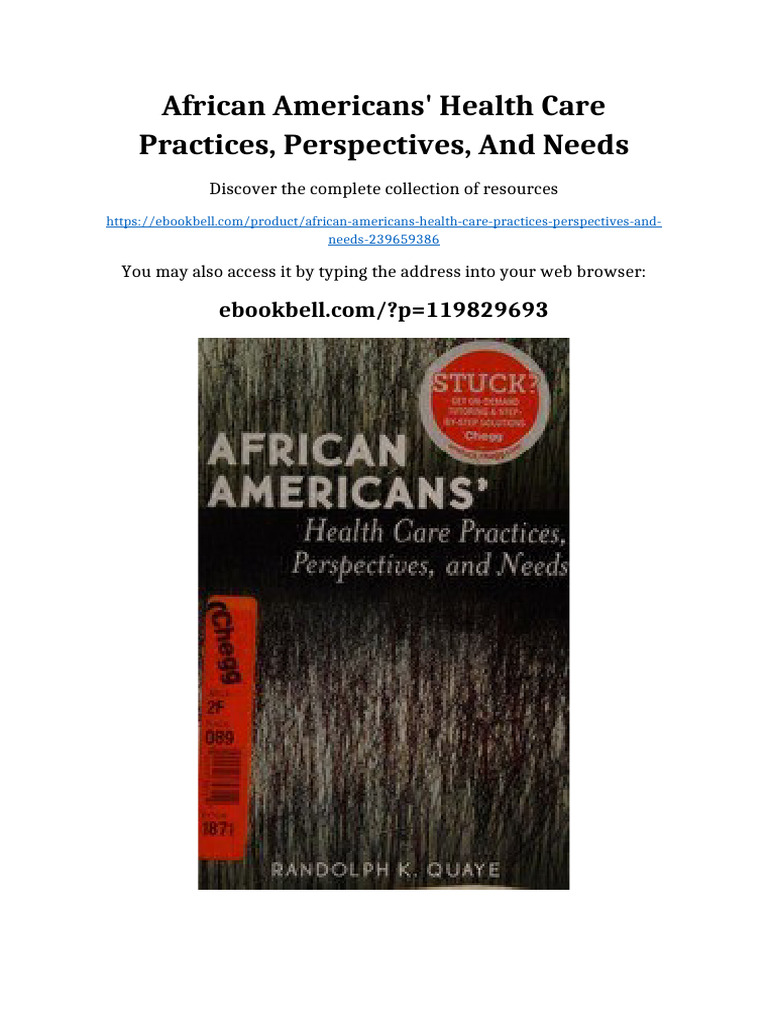 African Americans' health care practices, perspectives, and needs Ready