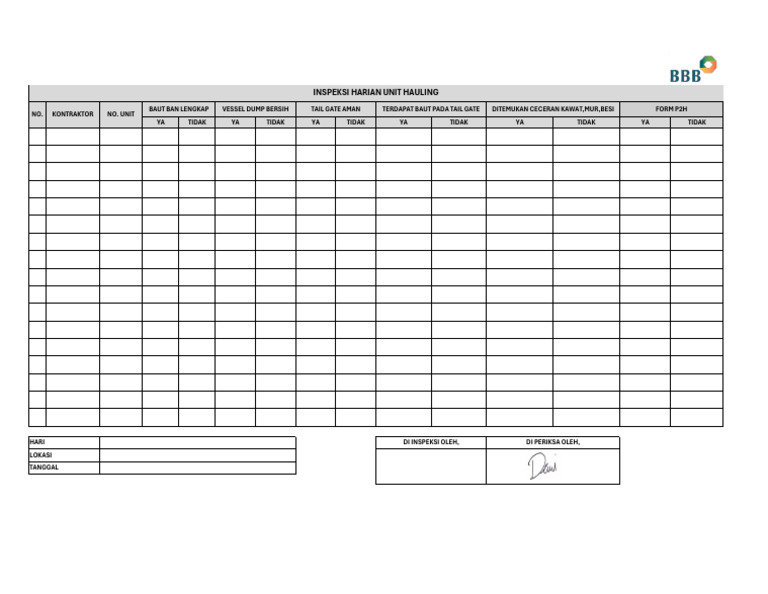 Form Checklist DT BBB - Print | PDF