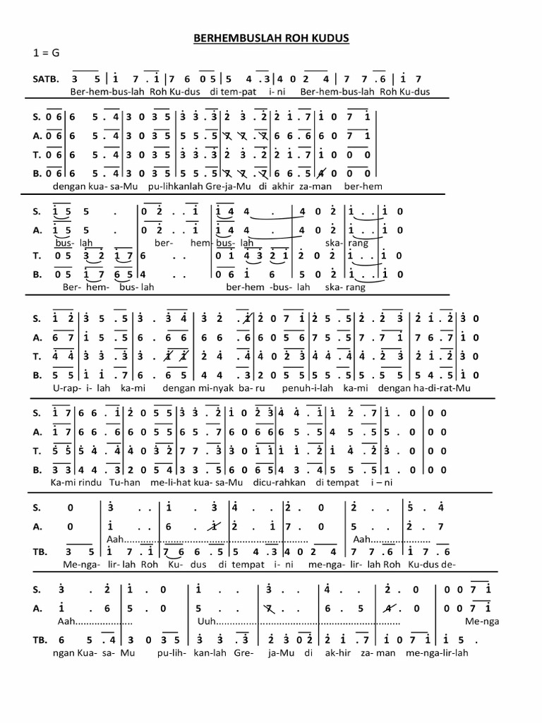 Berhembuslah Roh Kudus | PDF
