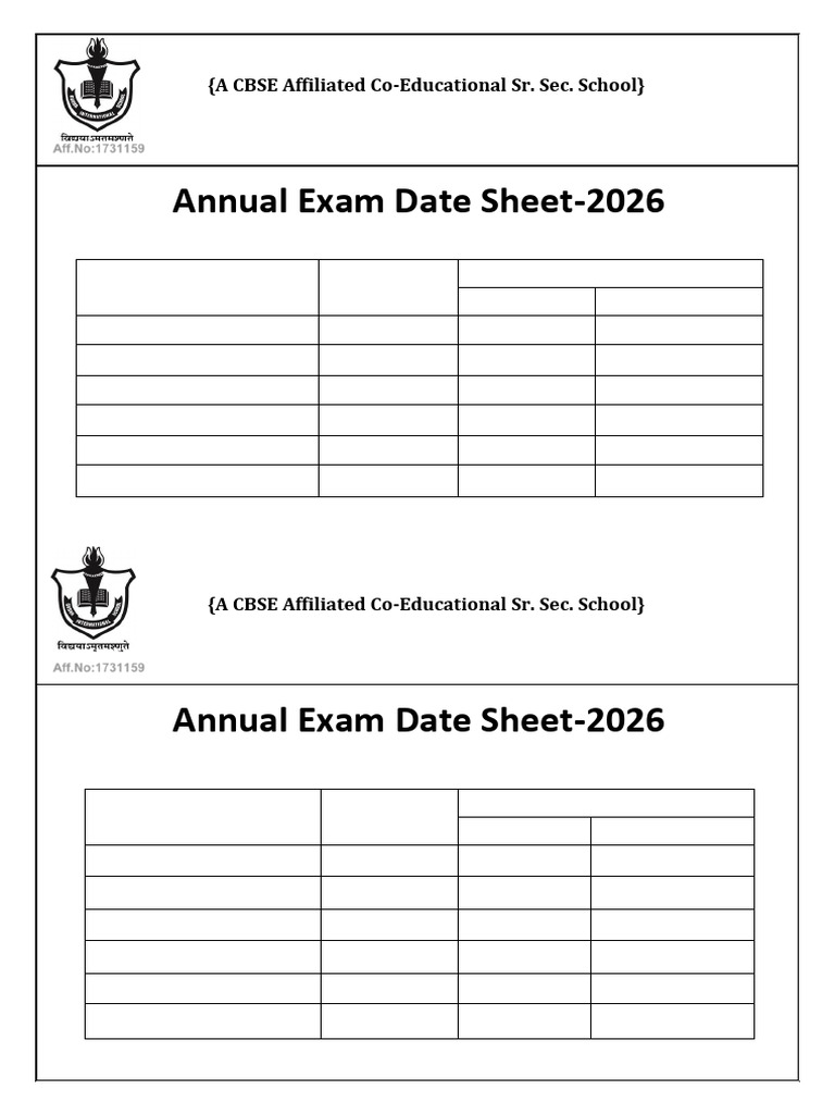 Annual Date Sheet (2025-26) | PDF