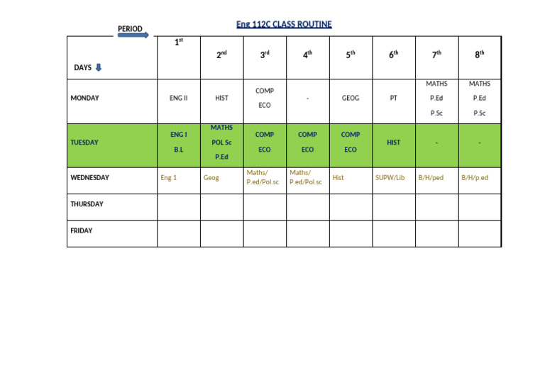 Class Routine 12C | PDF