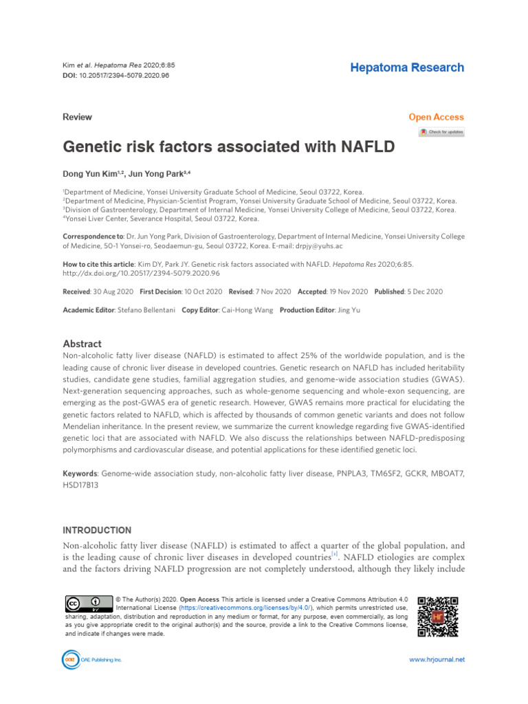 (G) Genetic Risk Factors Associated With NAFLD | PDF | Genome Wide ...