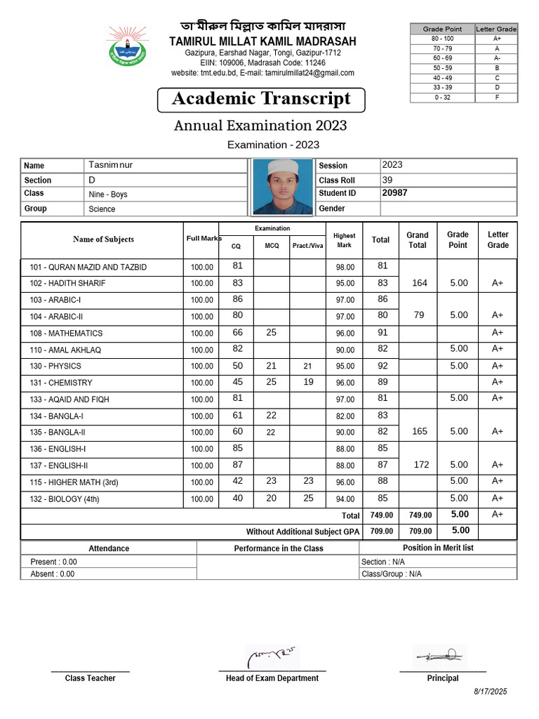Academic Transcript | PDF