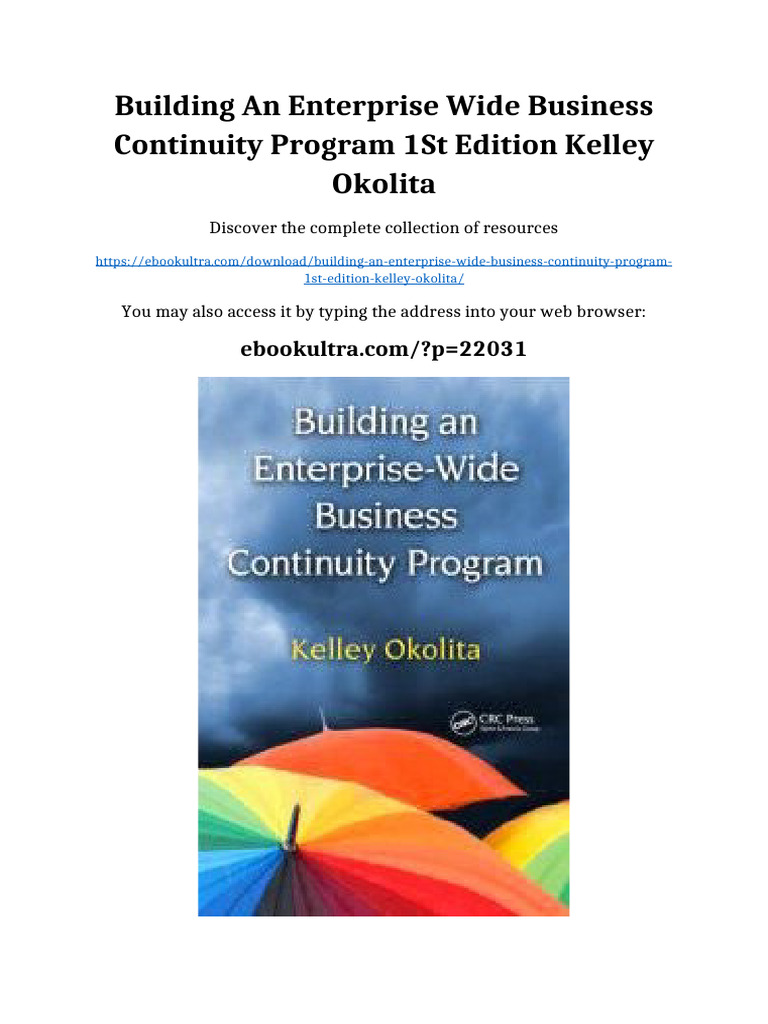 Building an Enterprise Wide Business Continuity Program 1st Edition ...