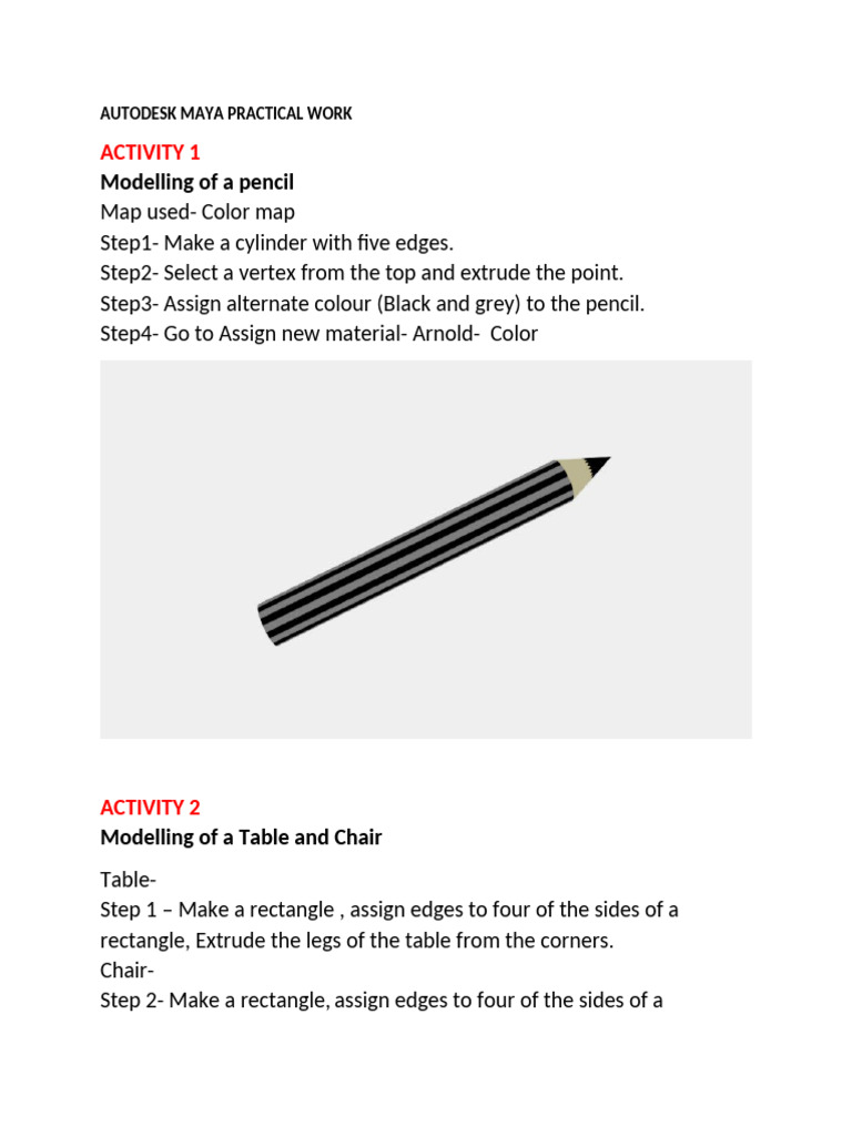 Modelling of A Pencil: Activity 1 | PDF