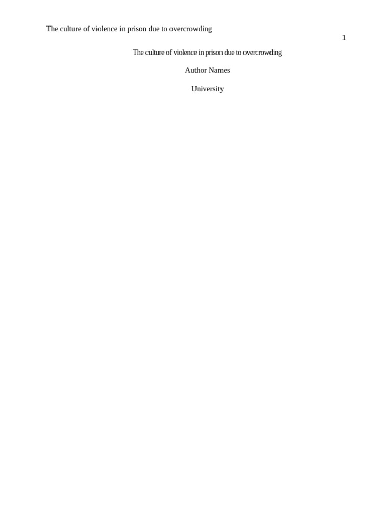 The Culture of Violence in Prison Due To Overcrowding - Edited | PDF ...