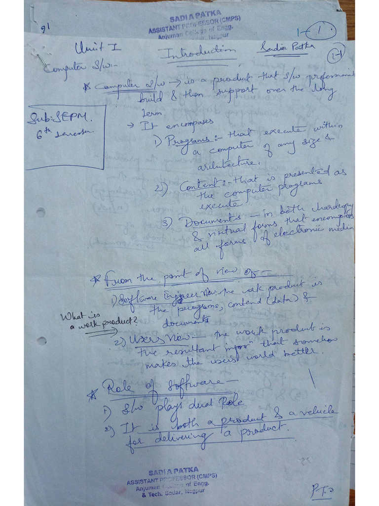 SEPM Unit 1 | PDF