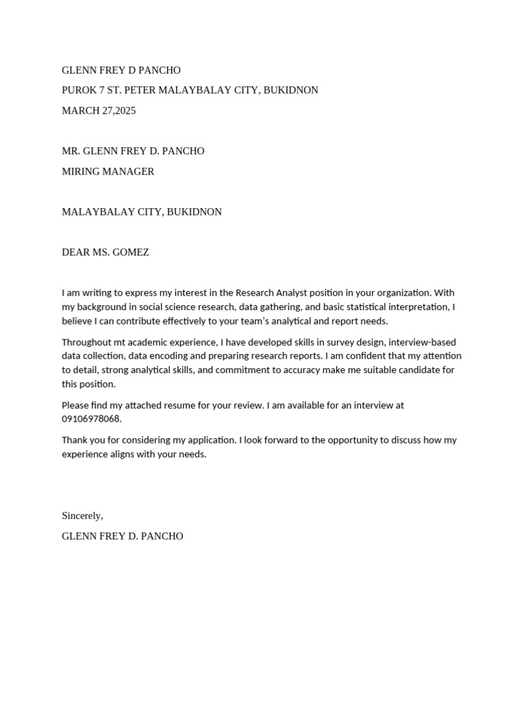 Application Letter Pre2 | PDF