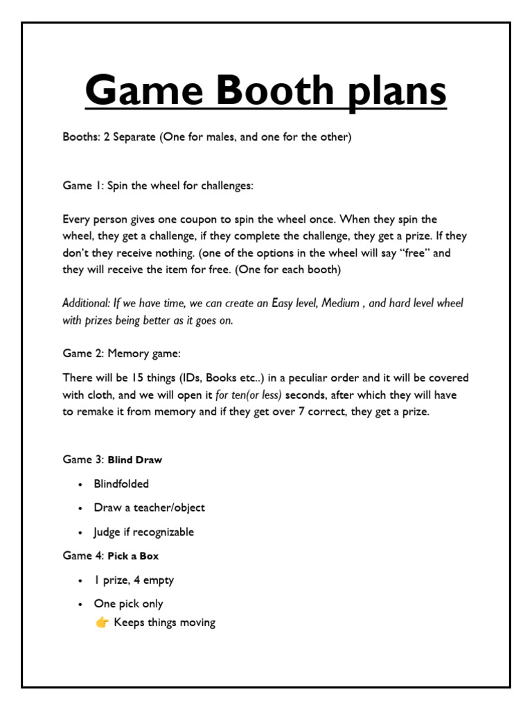 Game Booth Plans | PDF