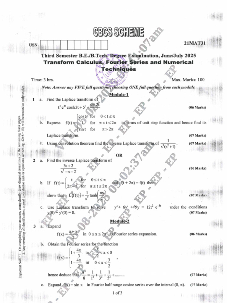21mat31 July 2025 | PDF