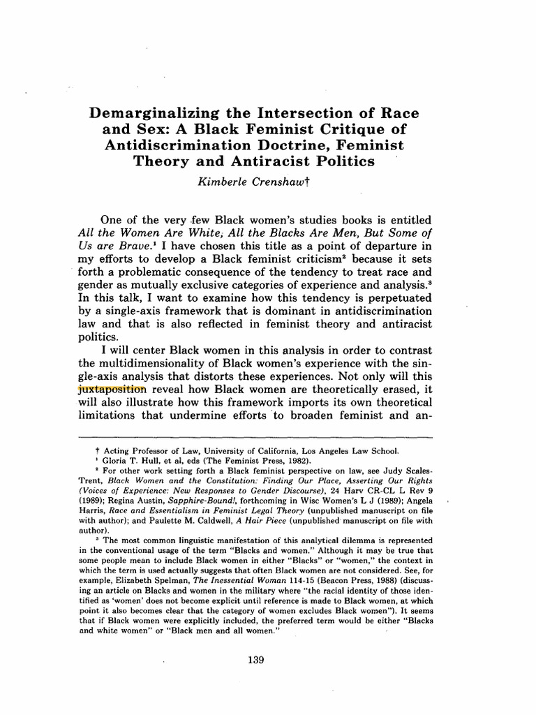 Demarginalizing the Intersection of Race and Sex_ a Black Feminis_1 ...