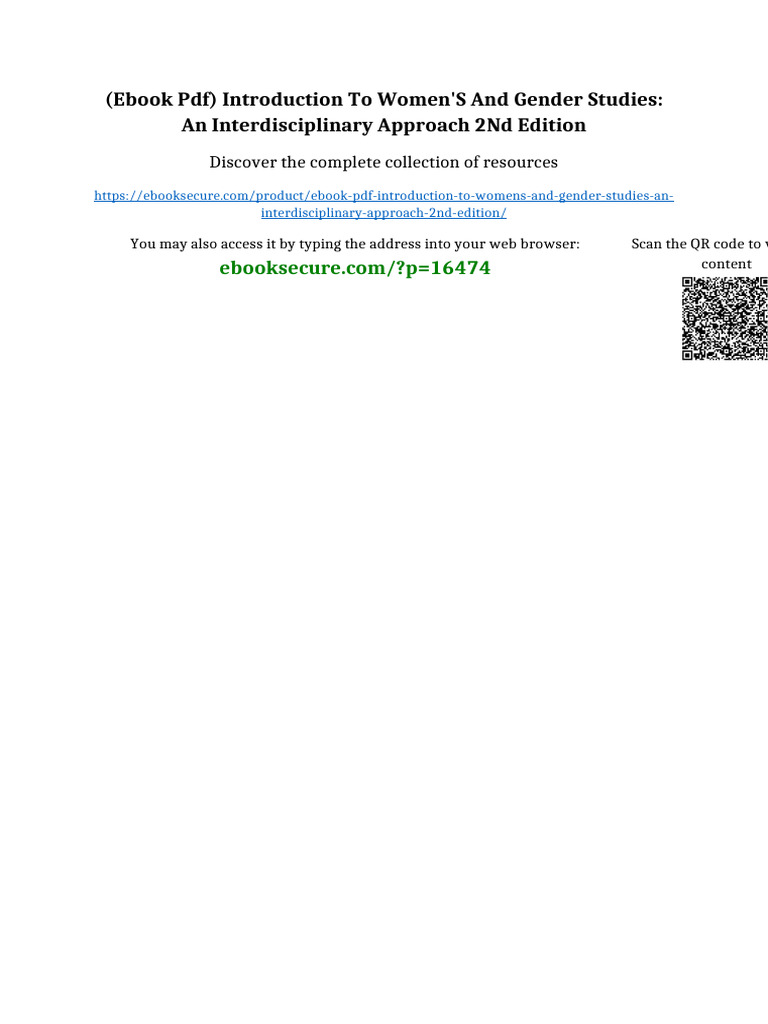 (eBook PDF) Introduction to Women's and Gender Studies: An ...