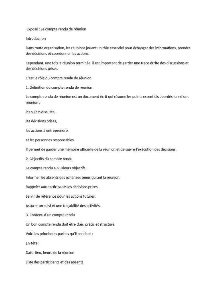 Exposé - Le Compte Rendu | PDF