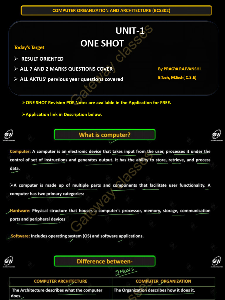 Coa Unit 1 One Shot Notes_7716285f Bd6f 4d31 81d3 a05ef9ac8dd0 (1) | PDF