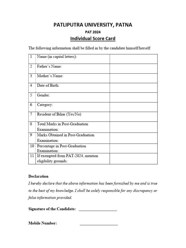 Score Card | PDF