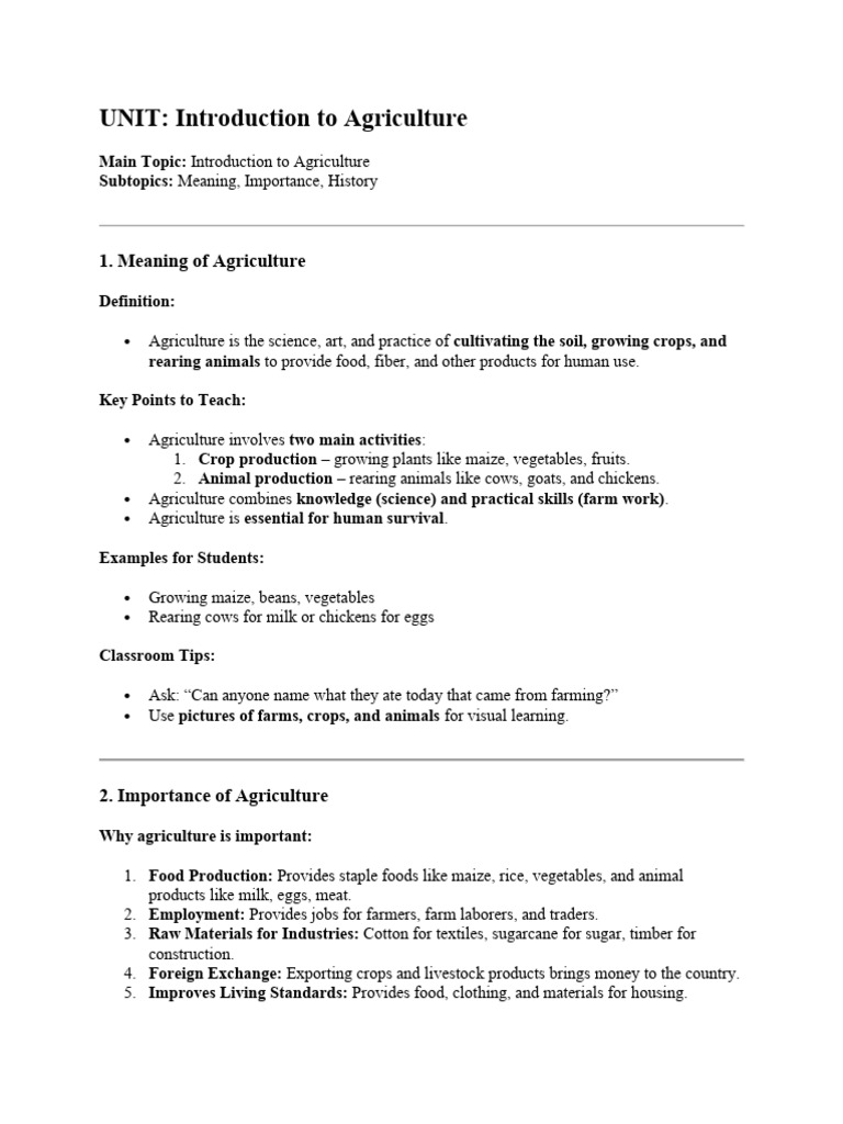 Introduction To Agriculture | PDF | Agriculture | Crops