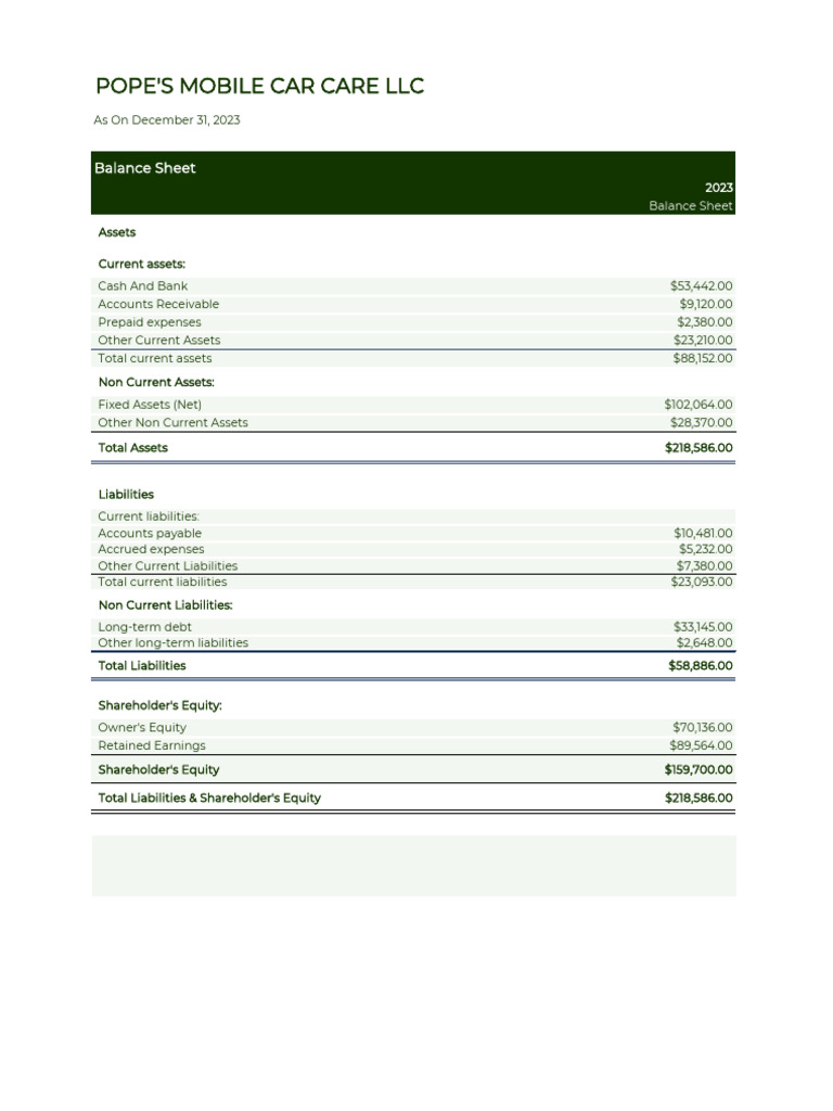 Balance Sheet 2023 | PDF