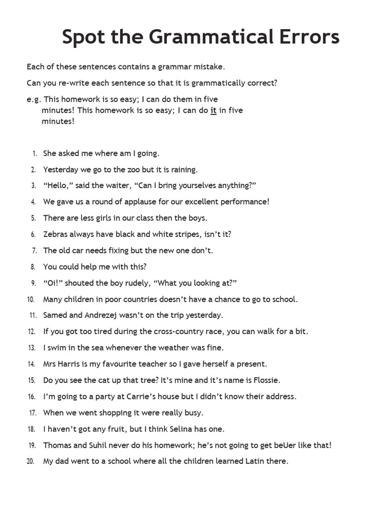 Spot The Grammatical Errors | PDF