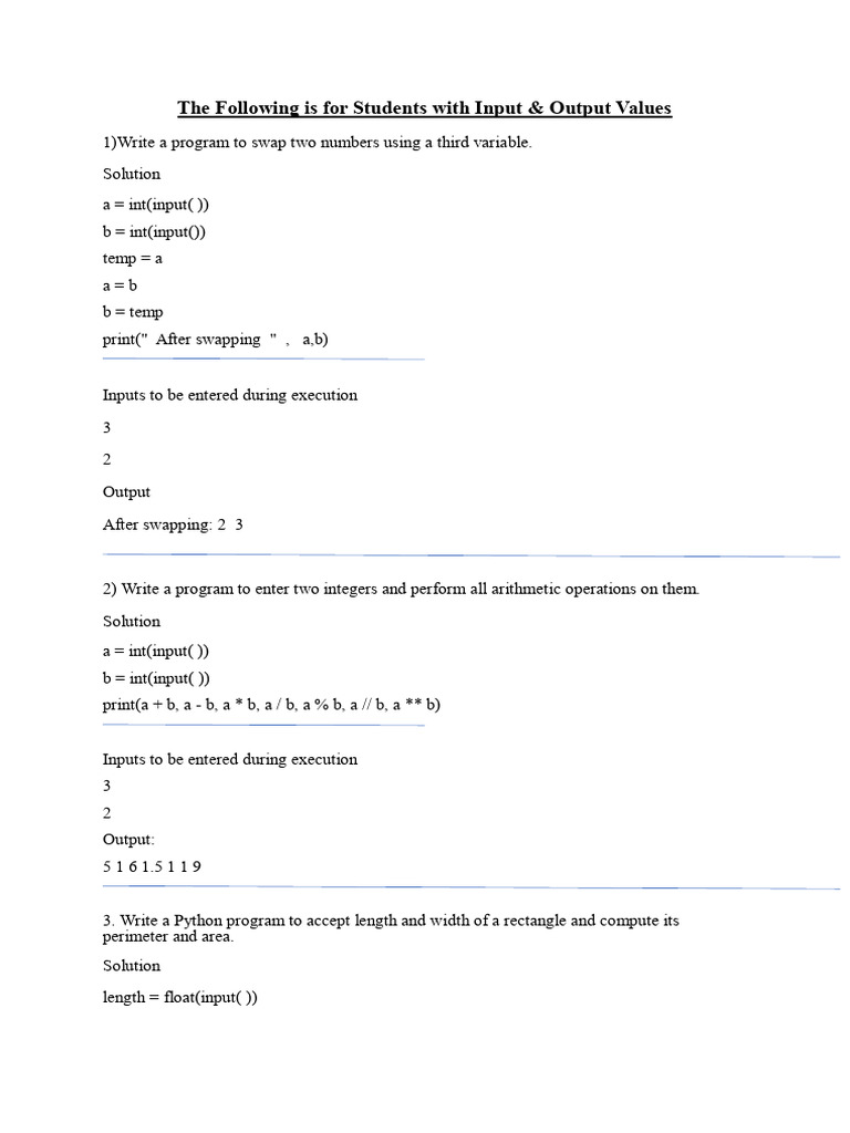 I Pu Python Lab Programs - Simpler Version | PDF | Control Flow ...