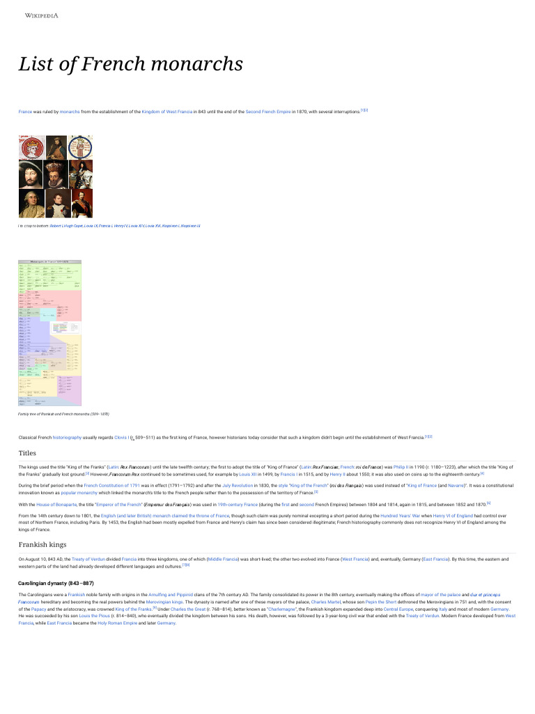 List of French Monarchs - Wikipedia | PDF | House Of Valois | European ...