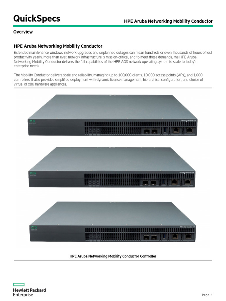 HPE Aruba Networking Mobility Conductor QuickSpecs-A00001632enw | PDF ...
