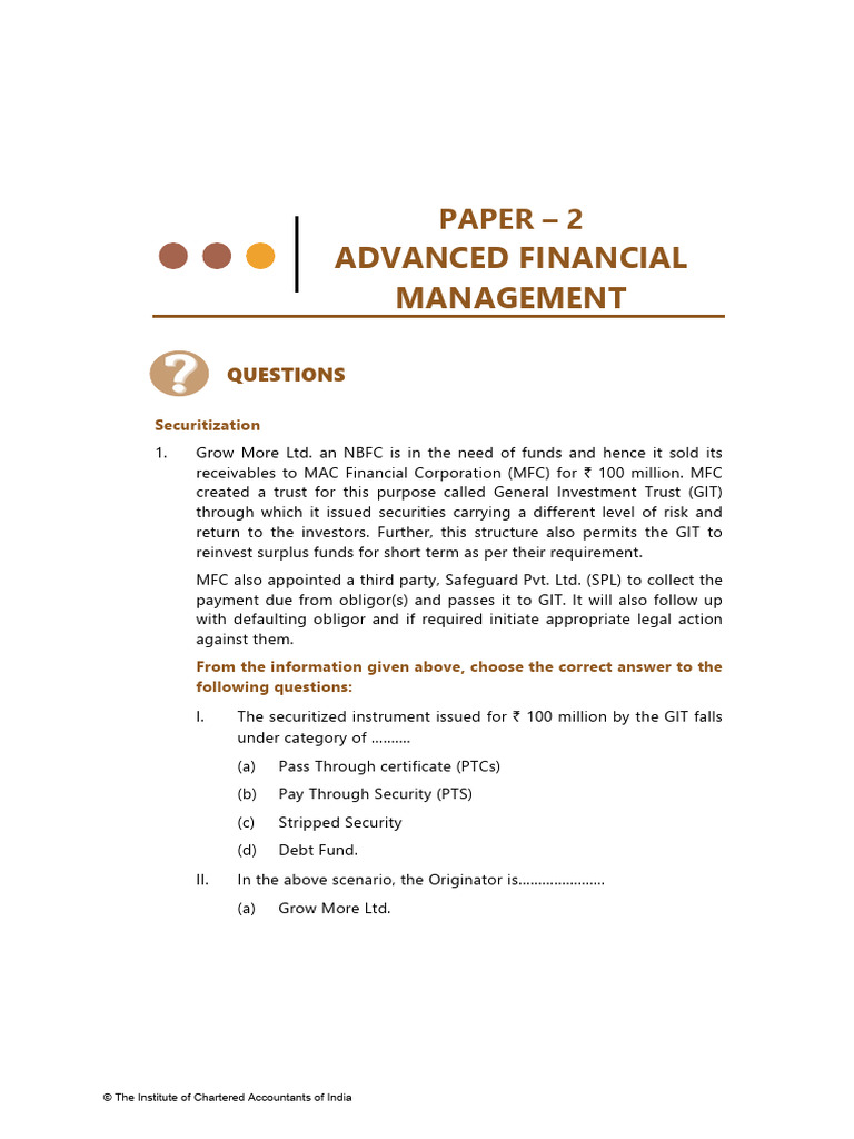 Paper 2 - Advanced Financial Management | PDF | Depreciation | Futures ...